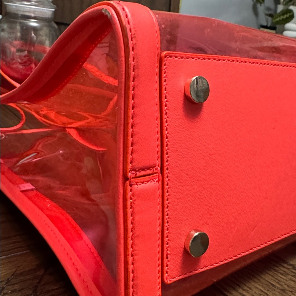 kate spade Pink and Coral Clear Market Tote with Zip Pouch - Picture 6 of 14